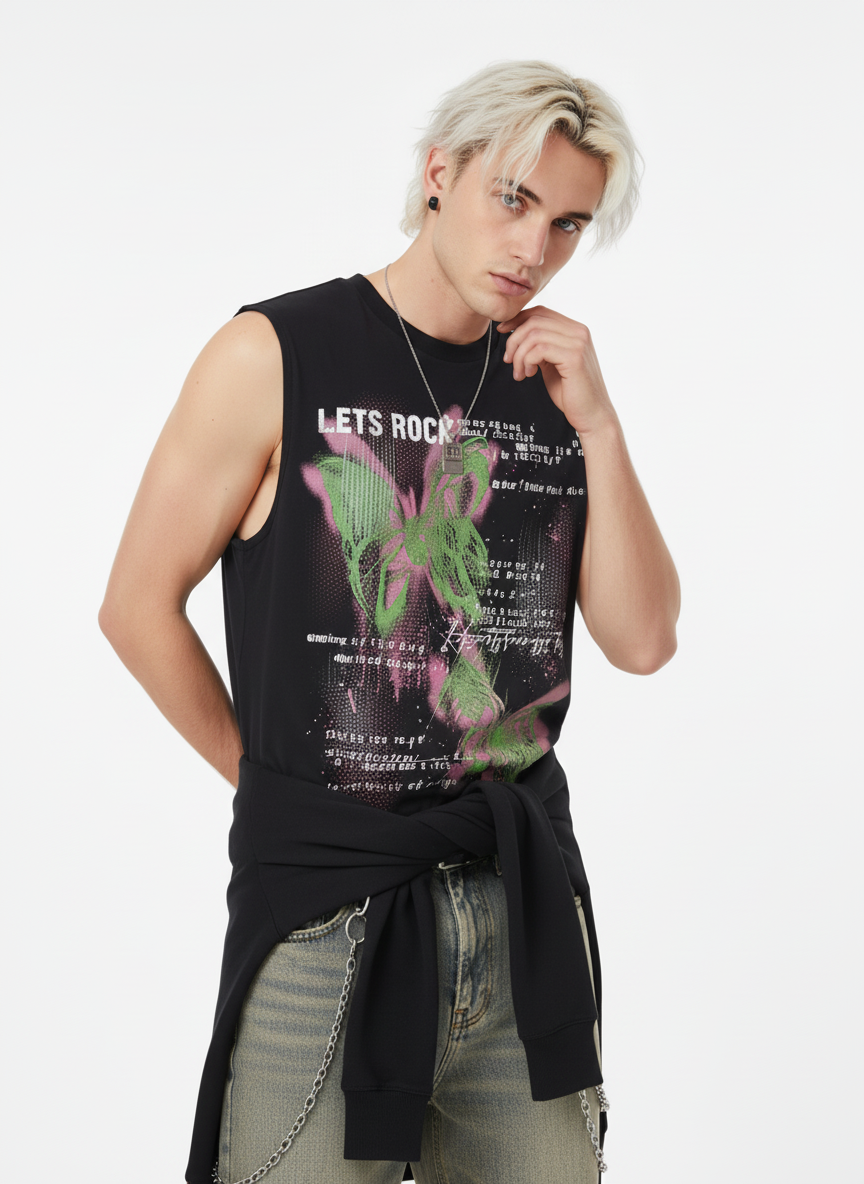 Street Butterfly Graphic Tank Top - Luxuryurbanwear