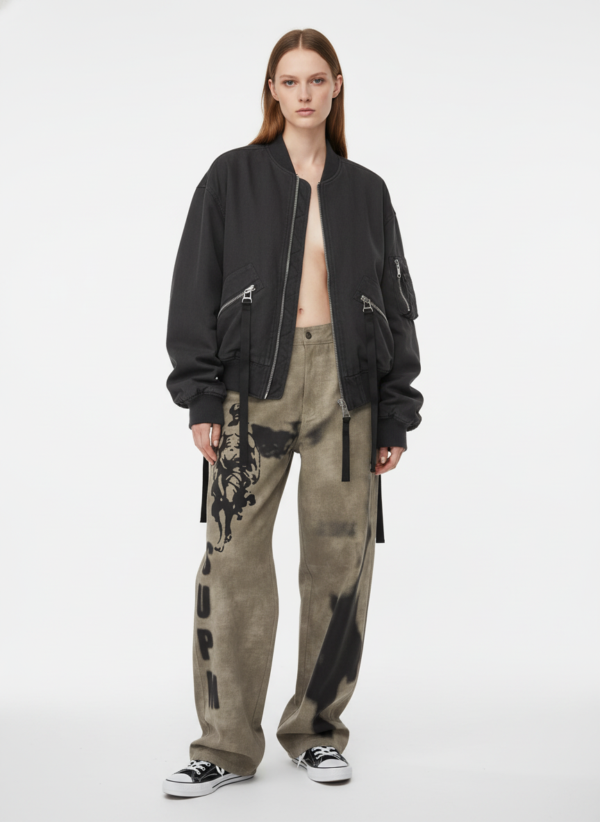 Original Large Cross Angel Print Distressed Jeans - 2552 - Luxuryurbanwear