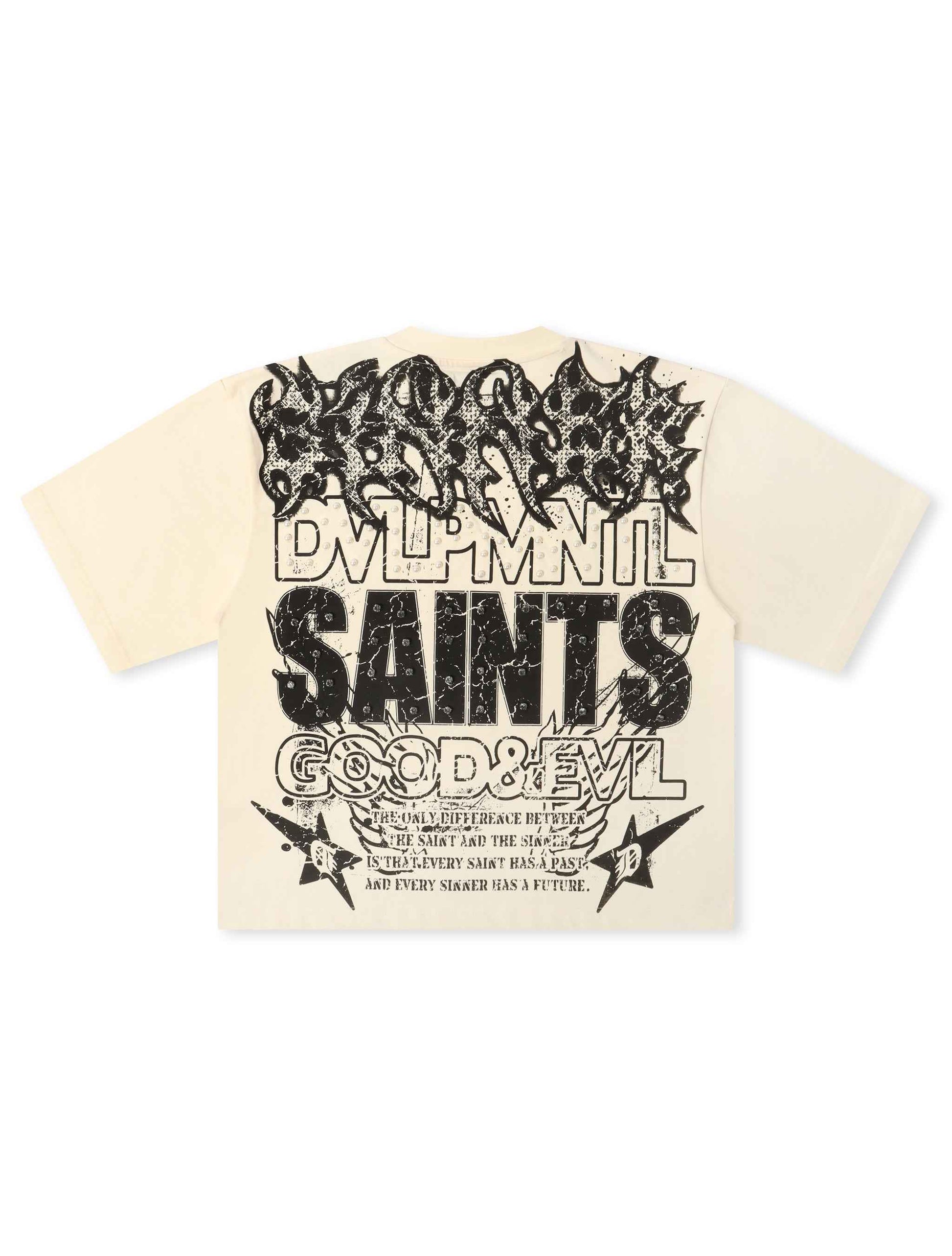 Rebel Denim Developmental Saints Cropped Tee - Cream