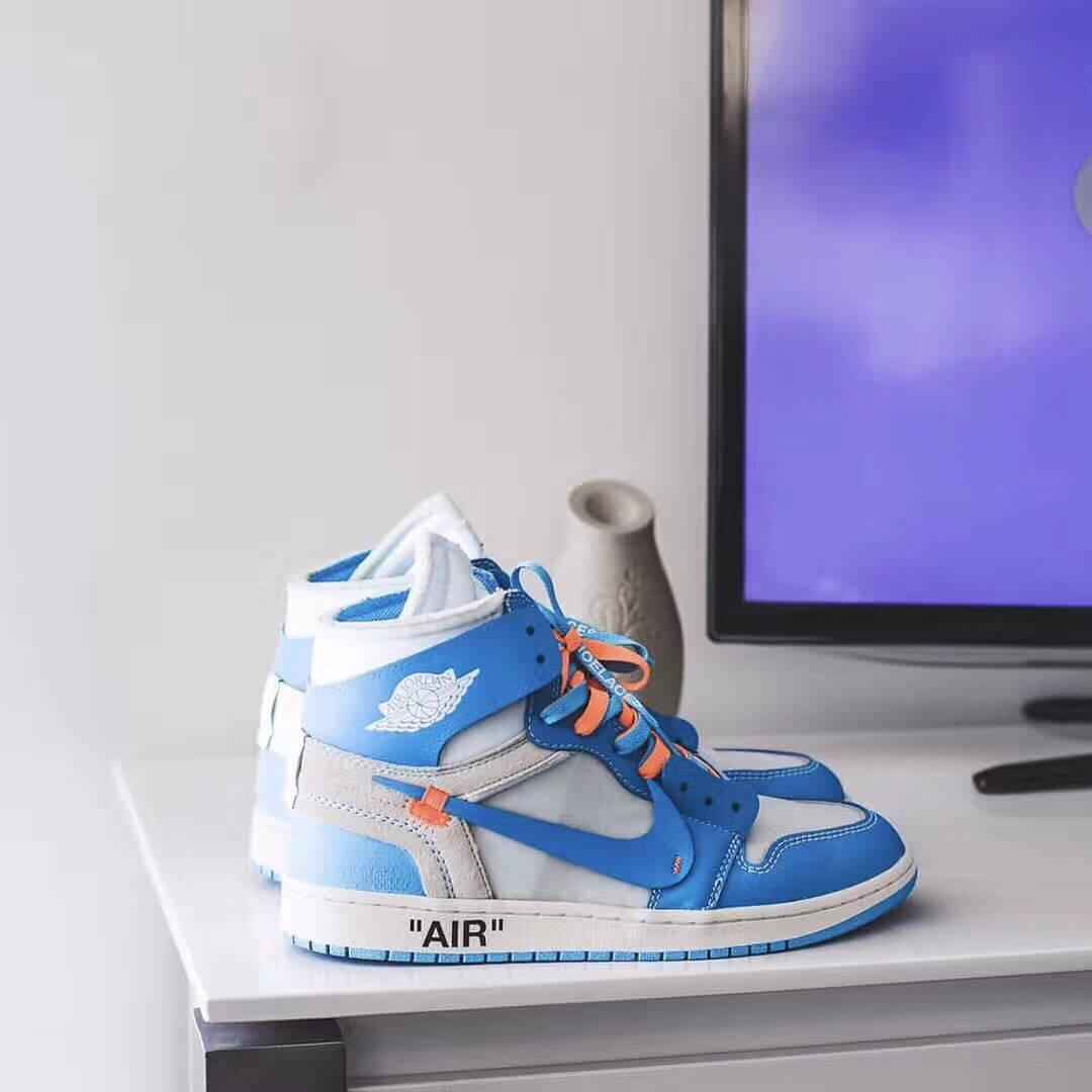Custom Air Jordan 1 OFF-White Blue Sneakers for Unique Style SneakerNational
