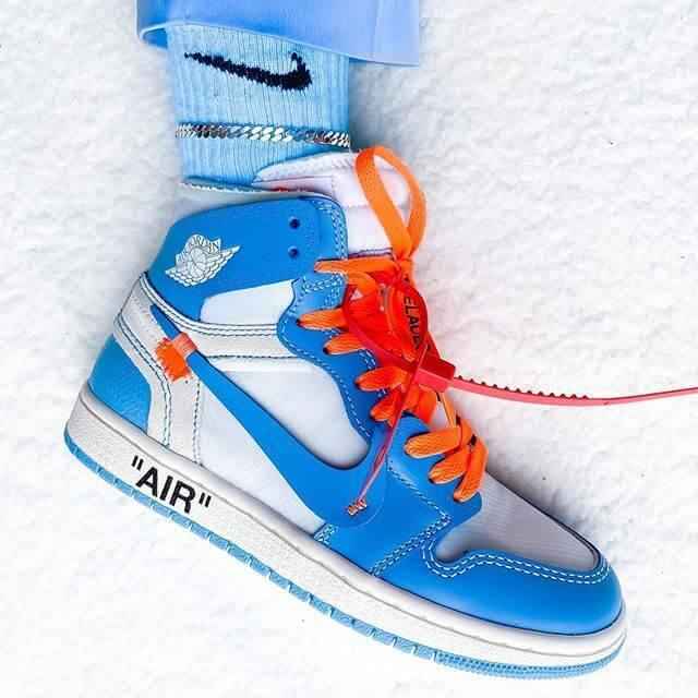 Custom Air Jordan 1 OFF-White Blue Sneakers for Unique Style SneakerNational