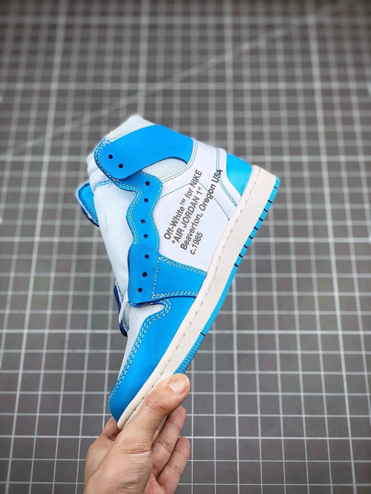 Custom Air Jordan 1 Retro High OG 'UNC' University Blue x OFF-W SneakerNational