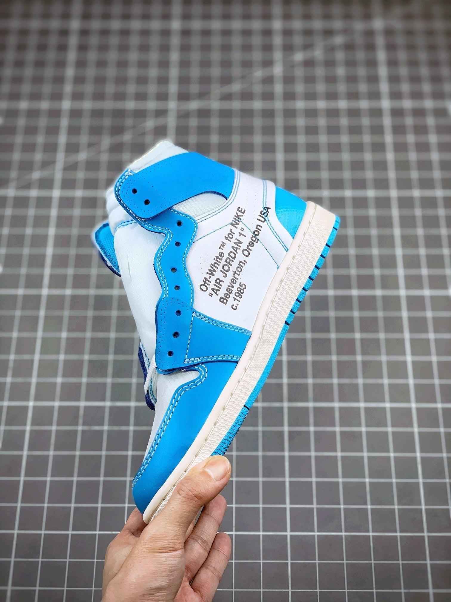 Custom Air Jordan 1 Retro High OG 'UNC' University Blue x OFF-W SneakerNational