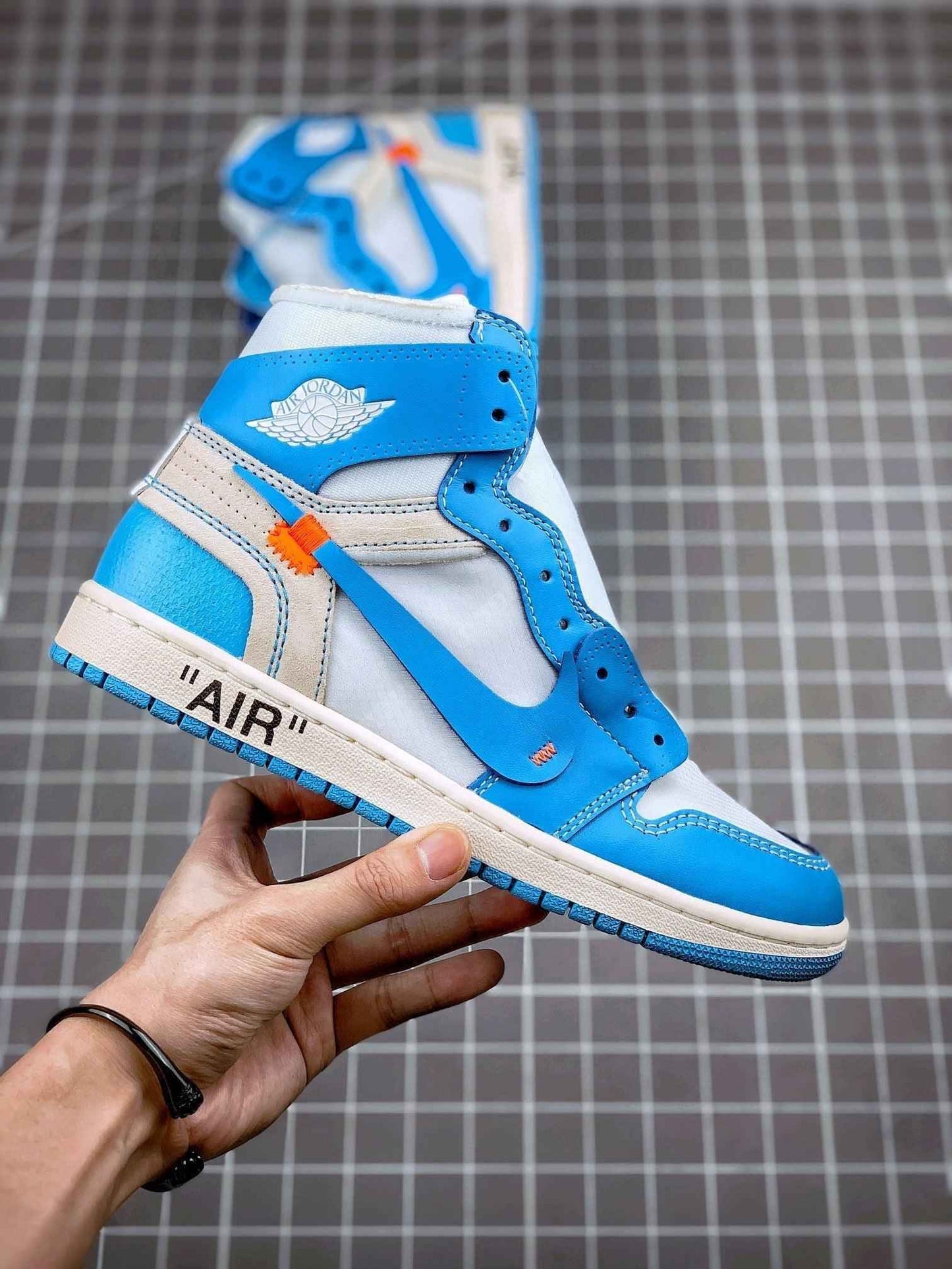 Custom Air Jordan 1 Retro High OG 'UNC' University Blue x OFF-W SneakerNational