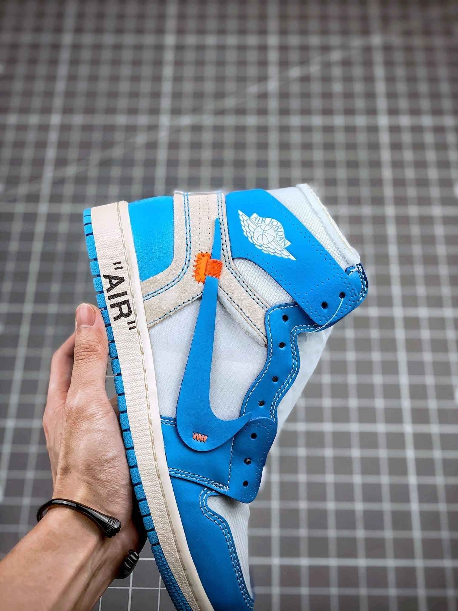 Custom Air Jordan 1 Retro High OG 'UNC' University Blue x OFF-W SneakerNational