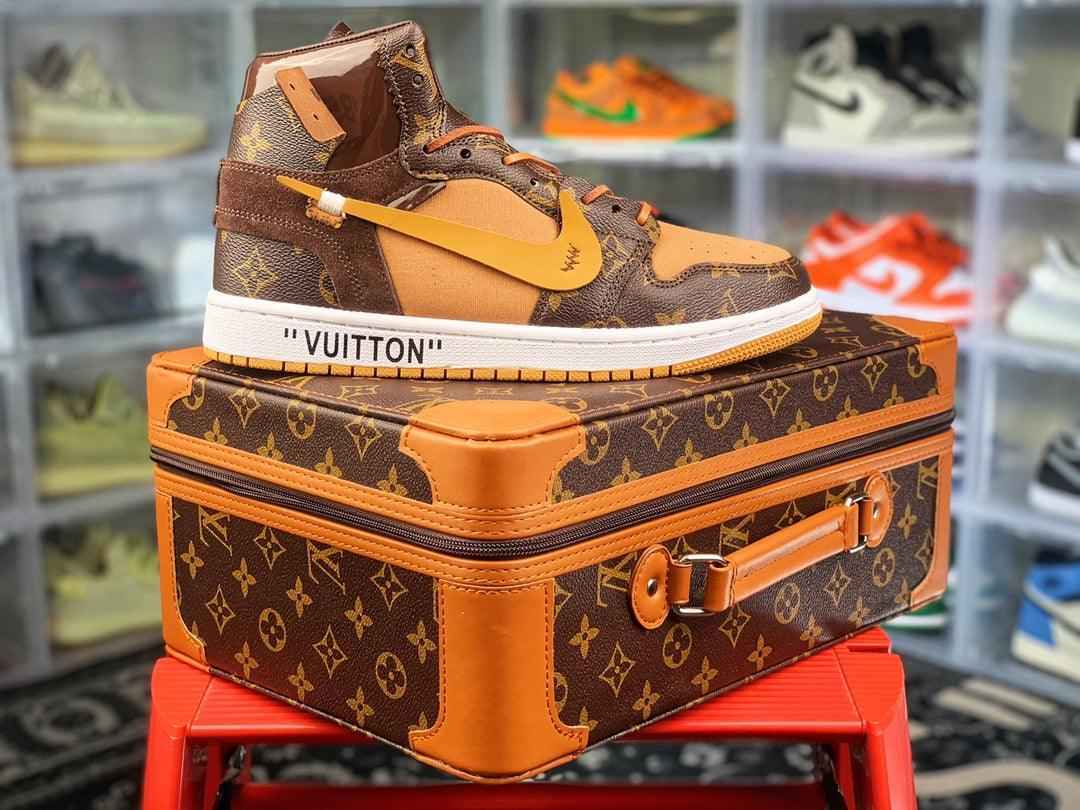 Custom Air Jordan 1 Virgil Abloh x Monogram x OFF WHITE Sneakers SneakerNational