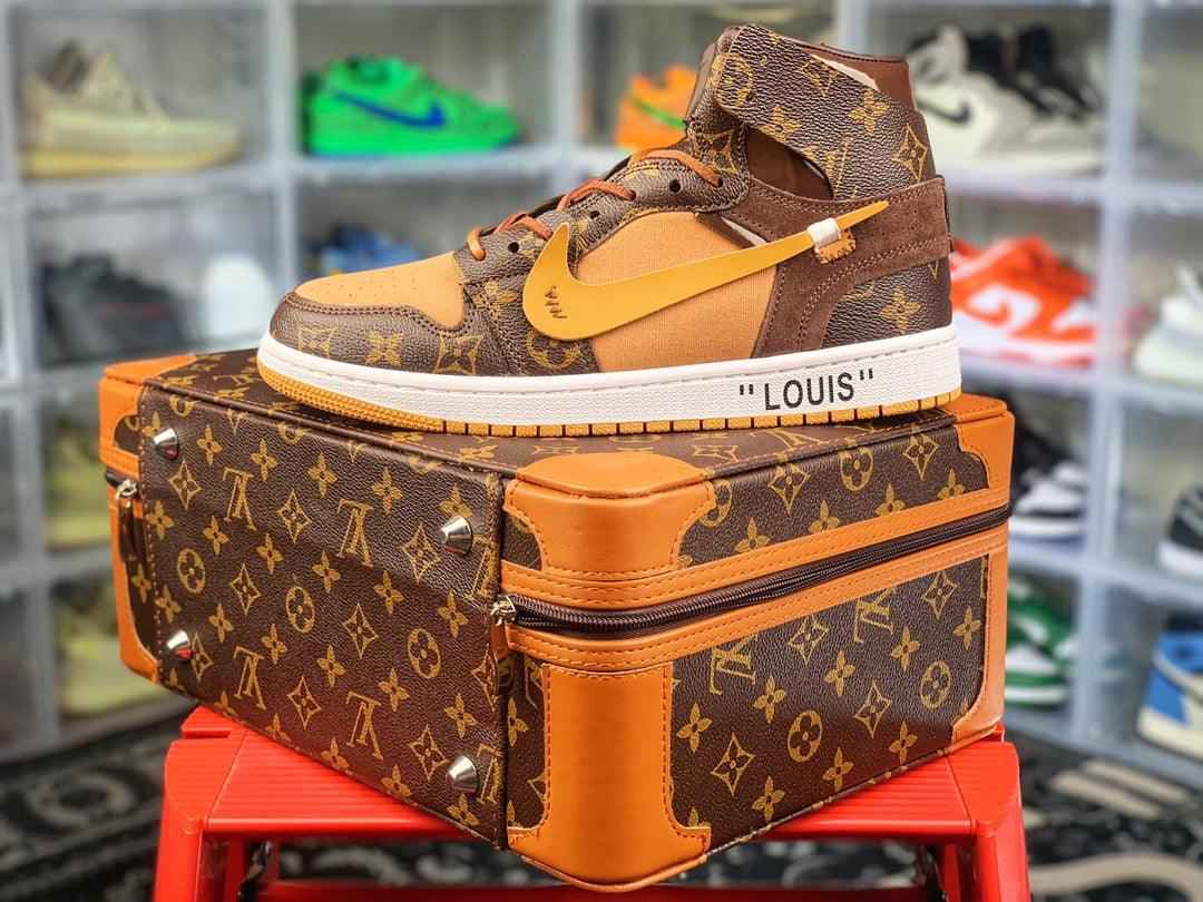 Custom Air Jordan 1 Virgil Abloh x Monogram x OFF WHITE Sneakers SneakerNational