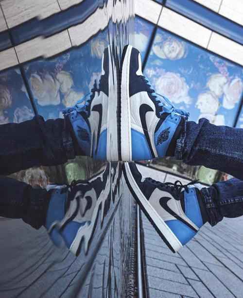 Custom Blue Black White Jordan 1 High Q AJ1 Obsidian UNISEX