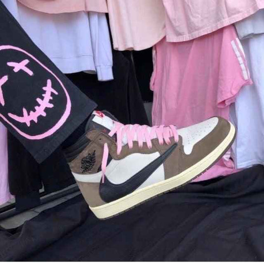 Custom Brown T-Scott x Fragment x Air Jordan 1 High Q ( Customs And Box ), Jordan 1 Sneakers Active CACTUS JACK SneakerNational