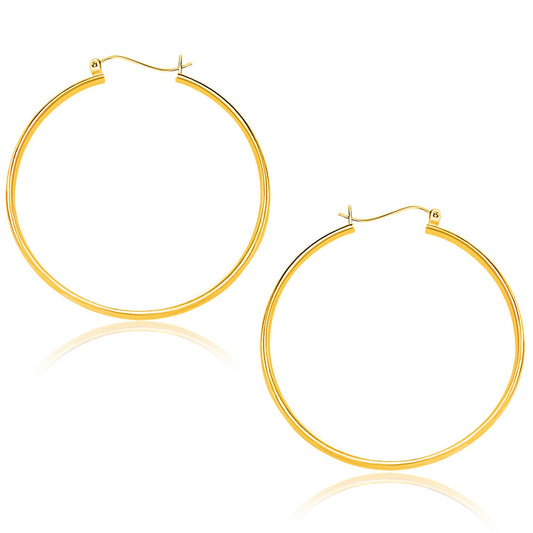 14k Yellow Gold Polished Hoop Earrings (1.5x40mm)
