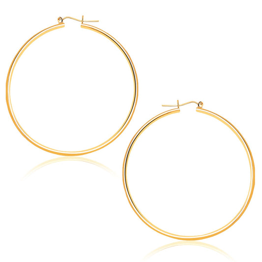 14k Yellow Gold Polished Hoop Earrings (45  mm)