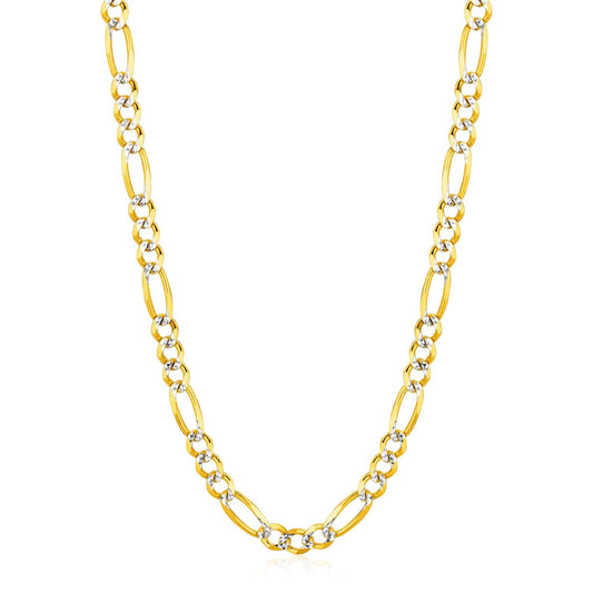 14K Yellow Gold Solid Pave Figaro Chain (5.90 mm)
