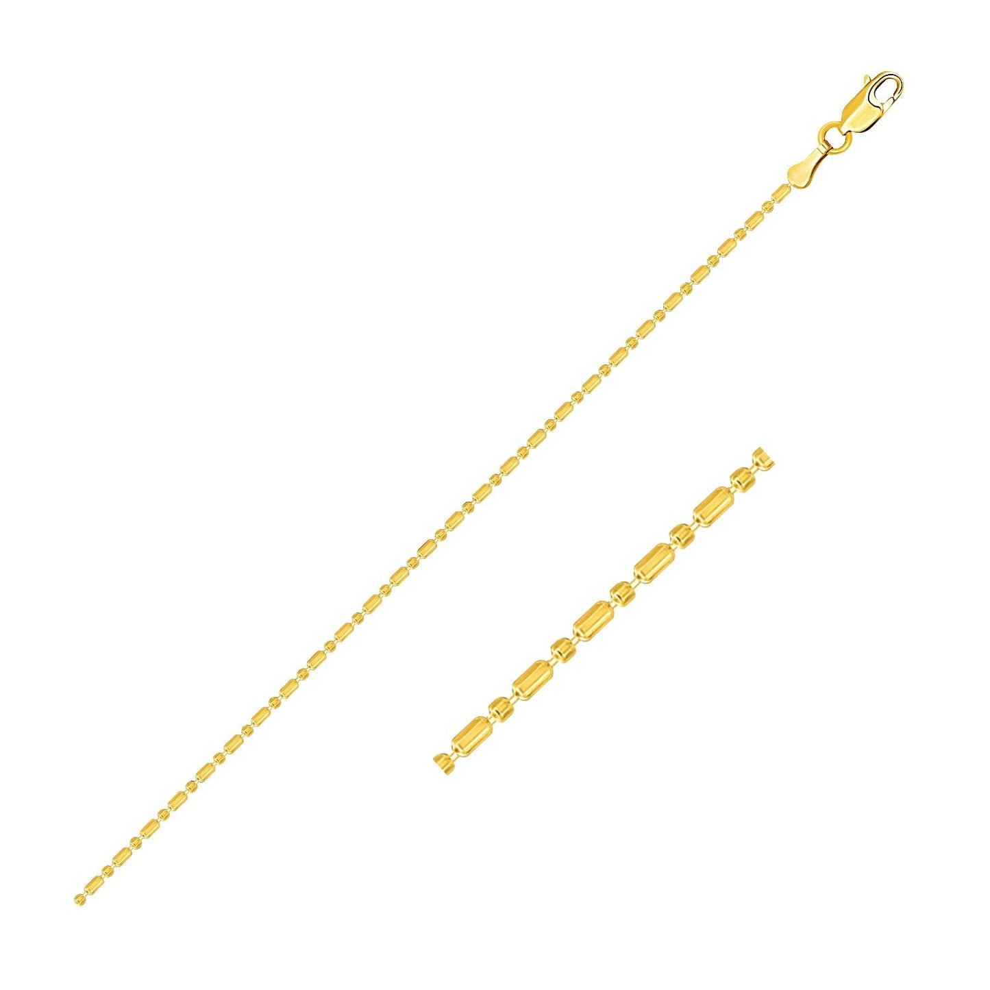 14k Yellow Gold Diamond-Cut Bead Chain 1.0mm
