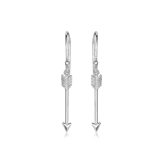 Sterling Silver Polished and Textured Arrow Earrings