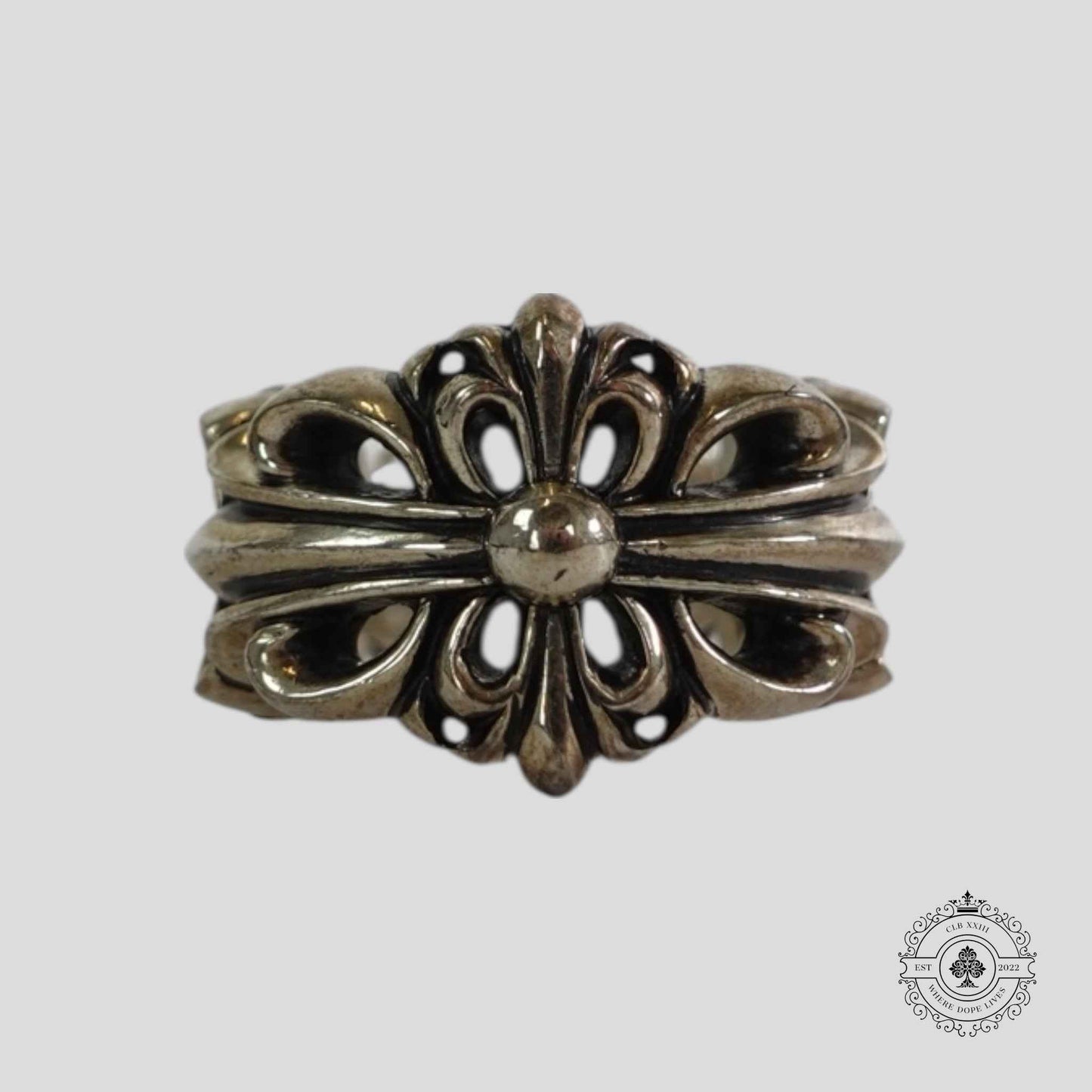 Chrome Hearts Double Floral Ring in Silver