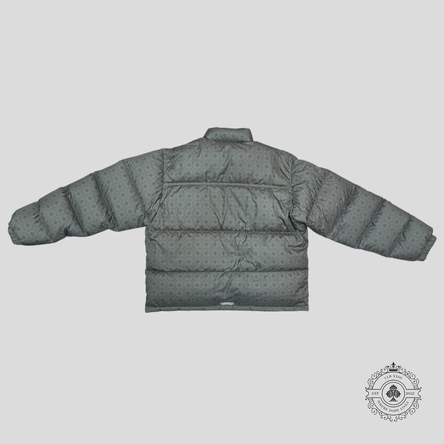 Chrome Heart Plus Pattern Puffer Jacket in Olive Green