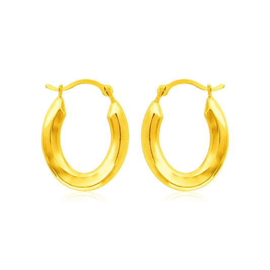 14k Yellow Gold Polished Oval Hoop Earrings