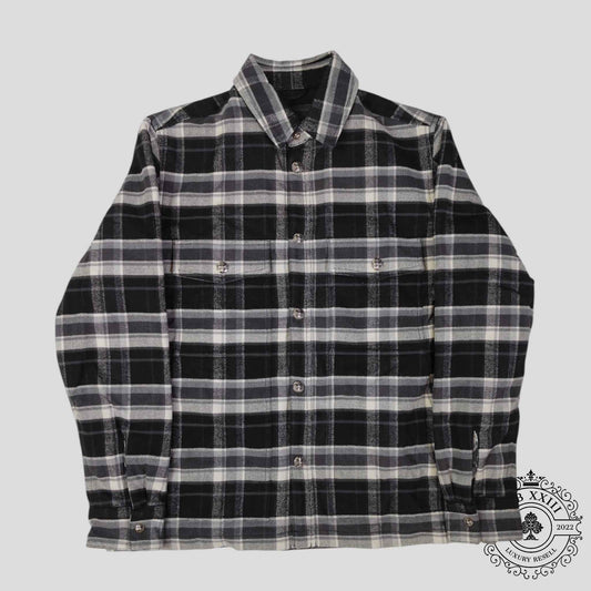 Chrome Hearts Padded Flannel Shirt in Black/White