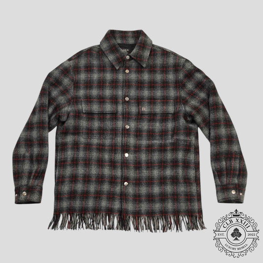 Amiri Fringe Wool Overshirt in Grey