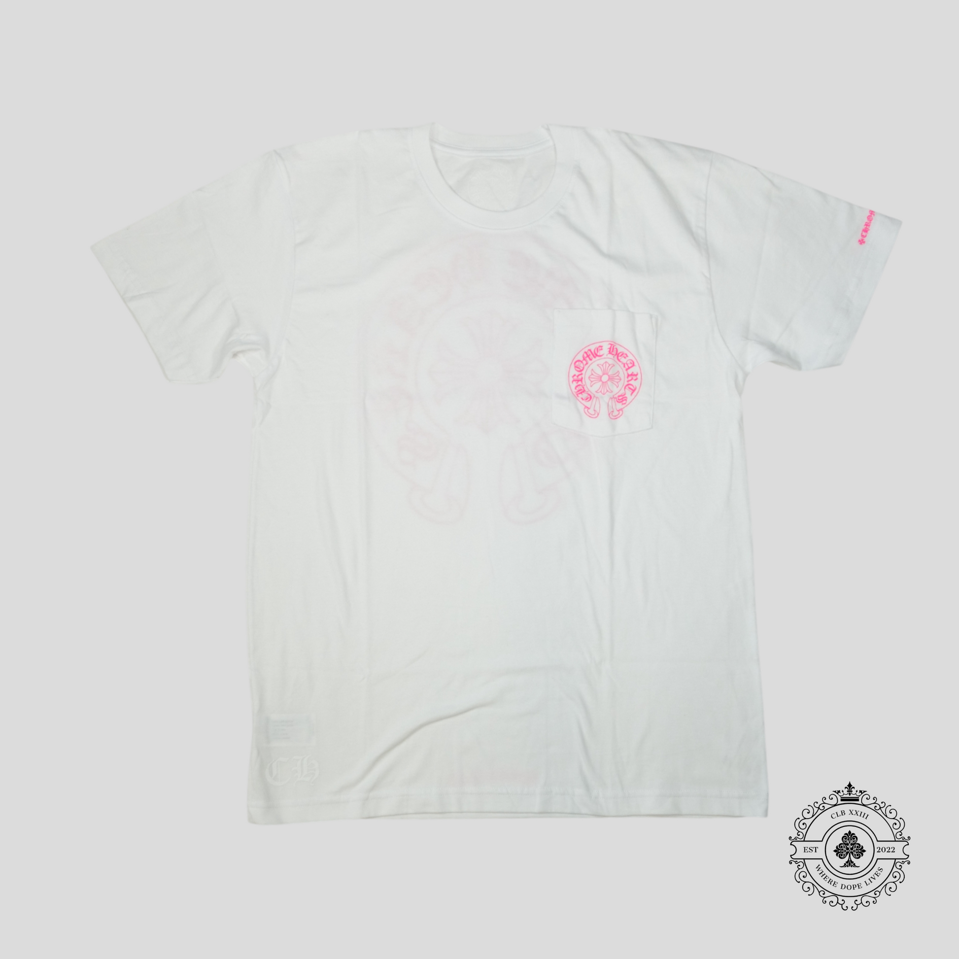 Chrome Hearts Horseshoe Logo Tee in White/Pink