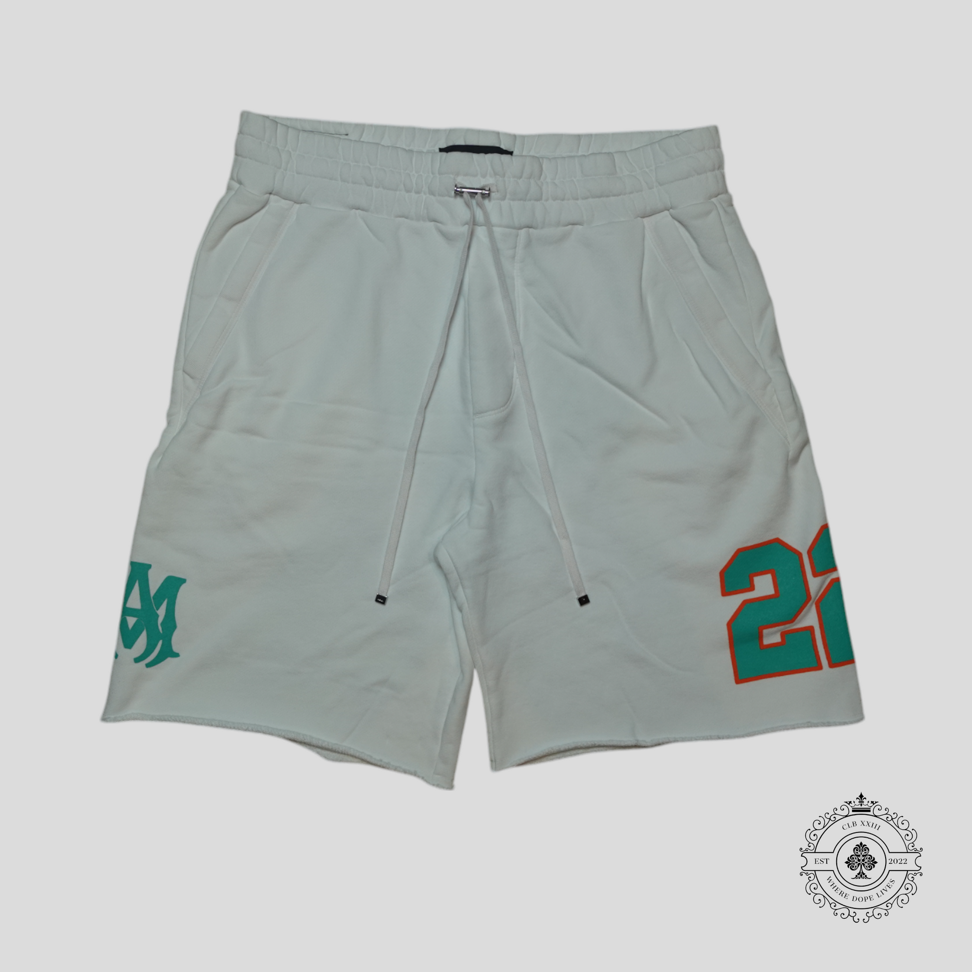 Amiri Oversized 22 Football Shorts in White