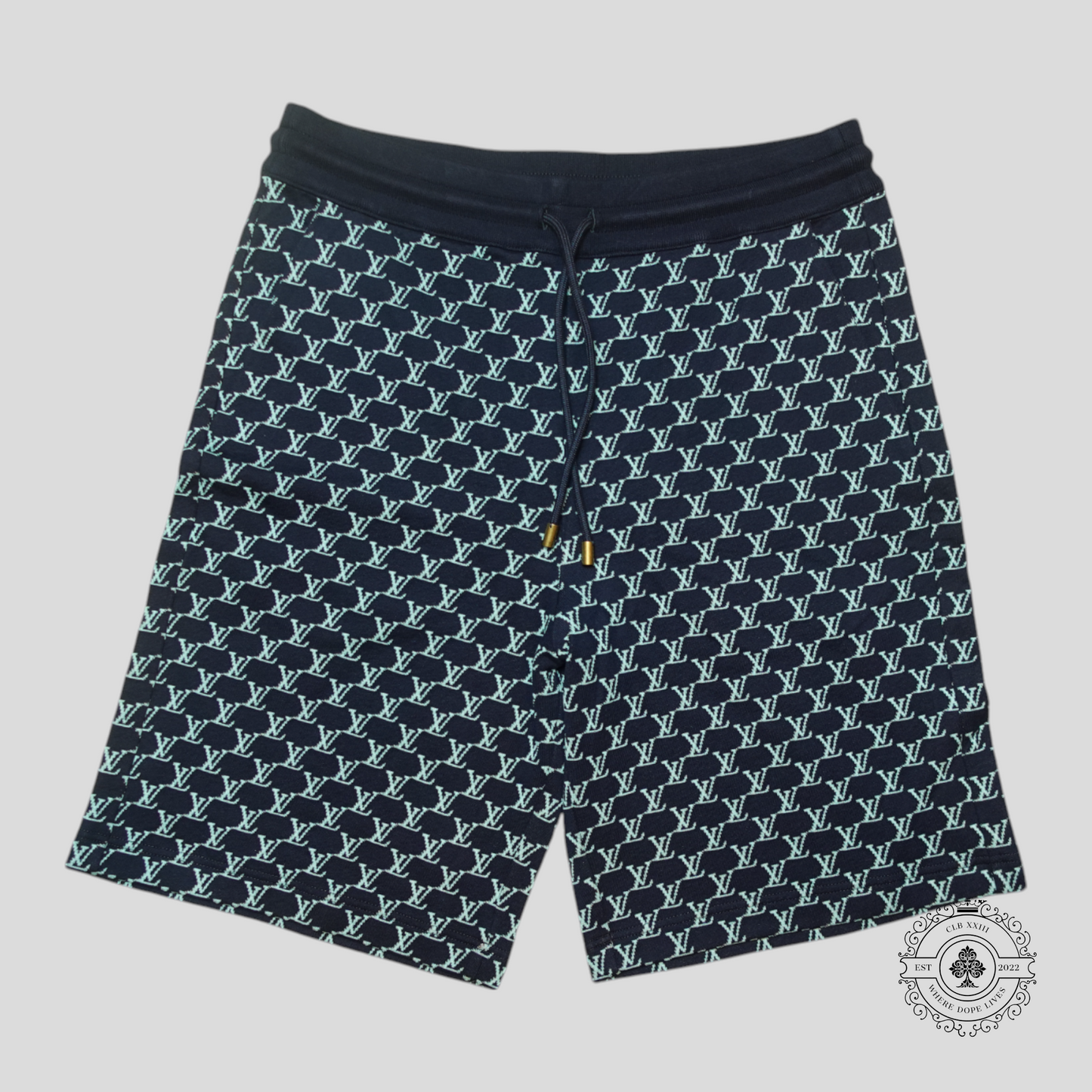 Louis Vuitton LV Fishnet Jacquard Shorts in Black/Blue