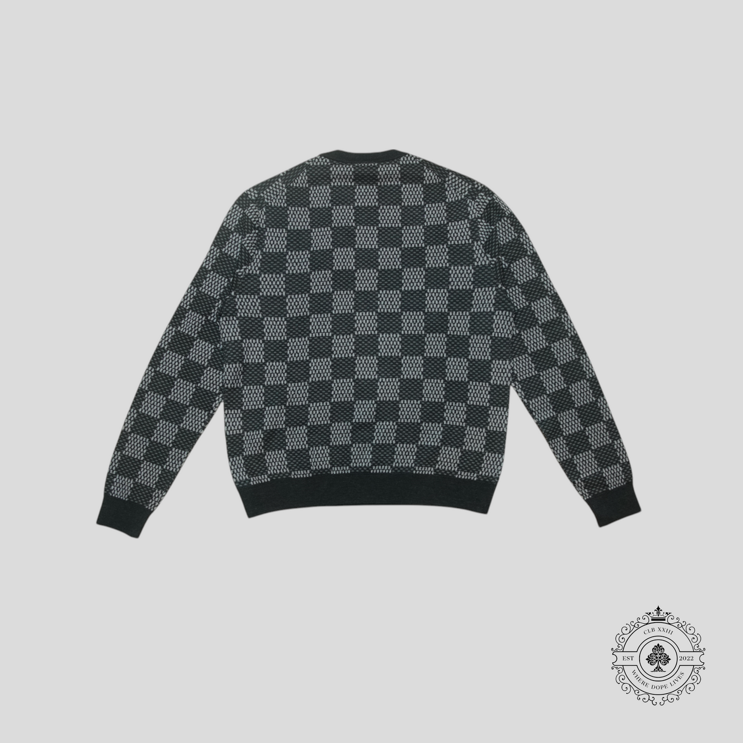 Louis Vuitton Big Damier Merino Crewneck in Black/Grey