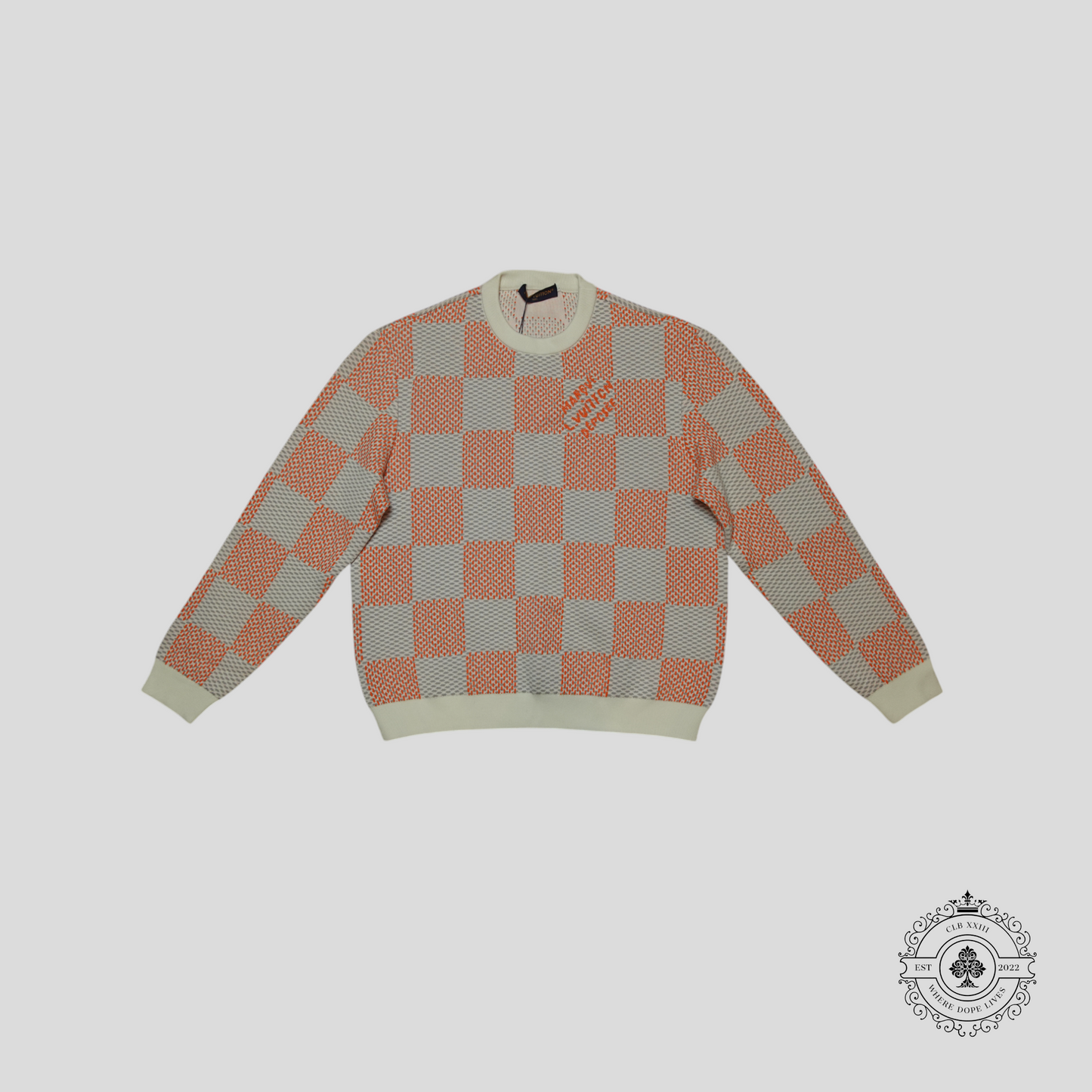 Louis Vuitton Light Damier Tramato Jacquard Pullover in Orange