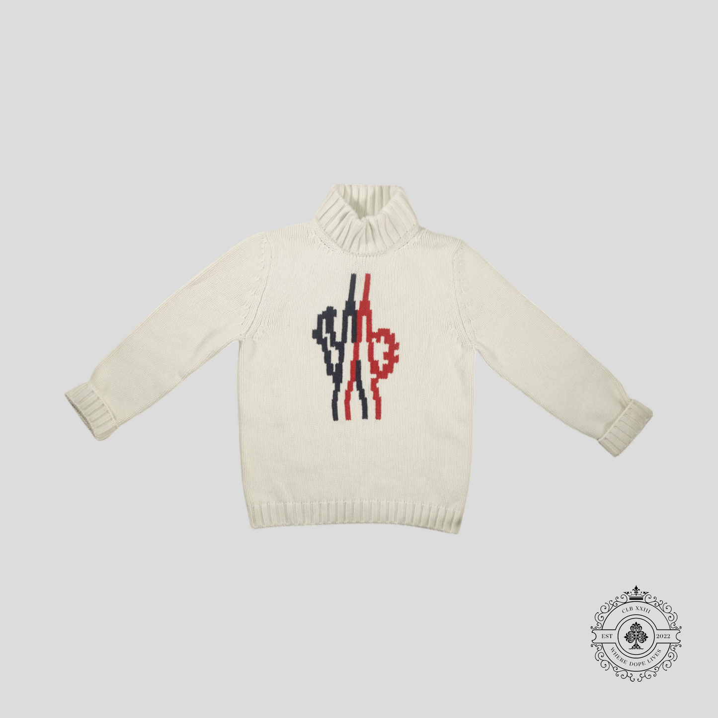 Moncler Genius 1952 Logo Jacquard Turtleneck Sweater in Off-White