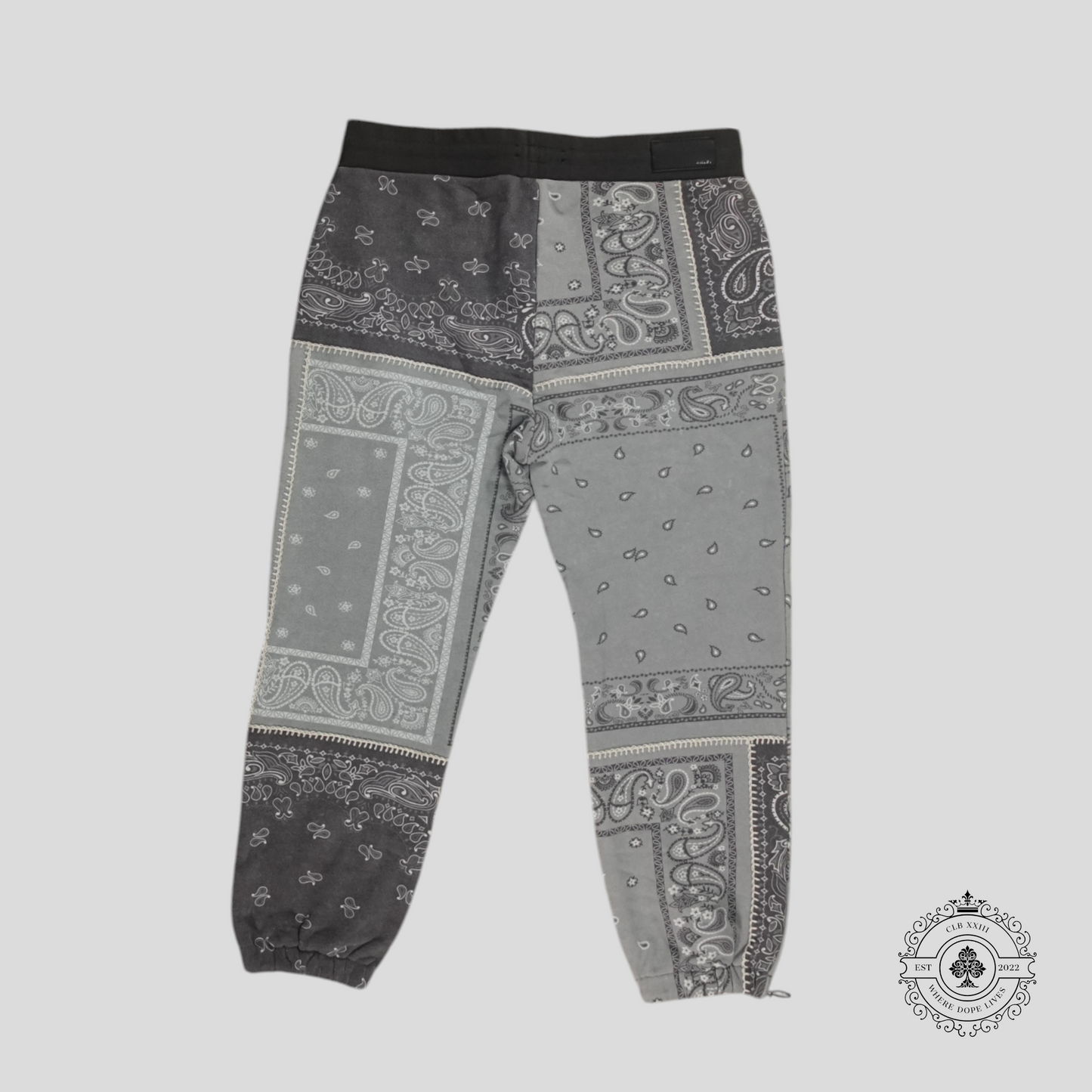 Amiri Bandana Reconstruct Sweatpants in Grey