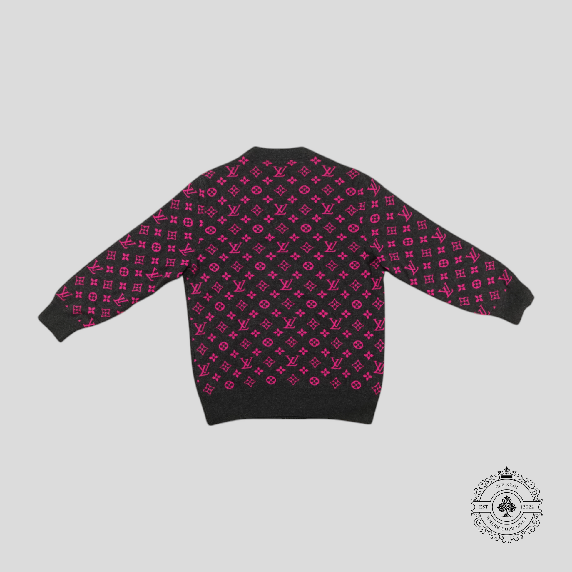 Louis Vuitton Half Monogram Cashmere Sweater in Grey/Pink