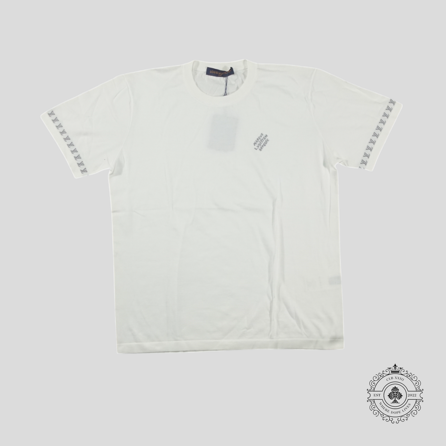 Louis Vuitton Knit Logo Signature Short Sleeve Crewneck in White