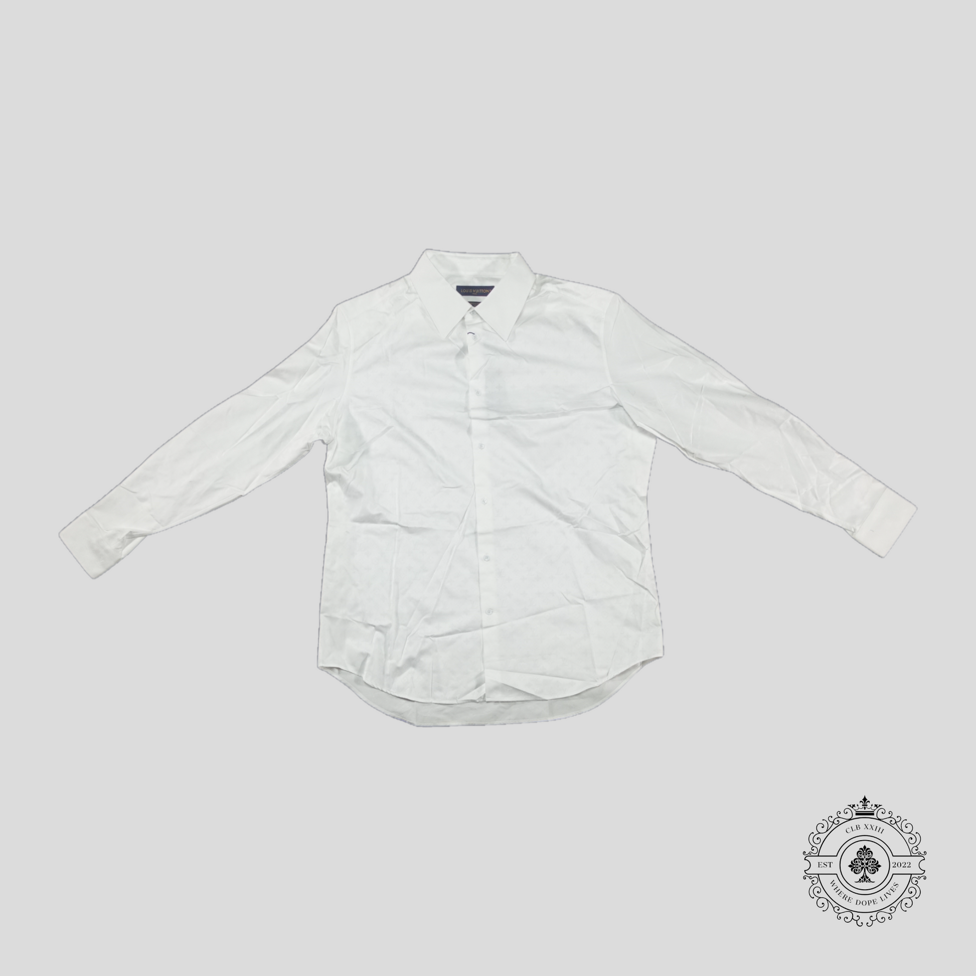 Louis Vuitton Monogram Long Sleeve Button Up in White