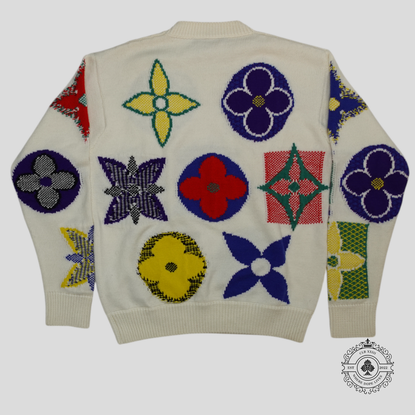 Louis Vuitton Monogram Knit Sweater in White/Multicolor