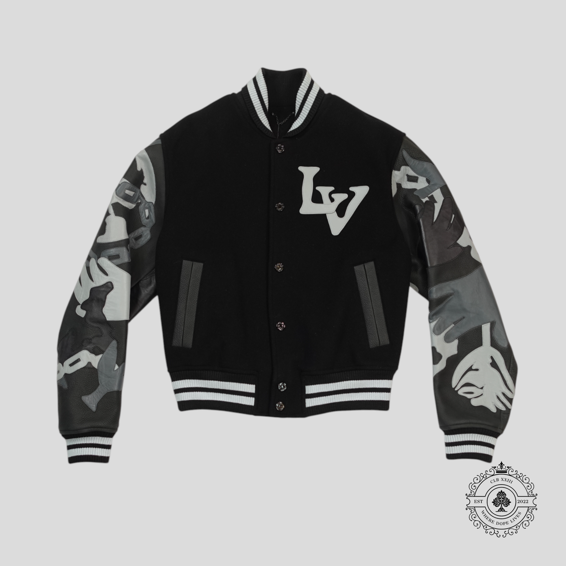 Louis Vuitton Chains Camo Varsity Jacket in Black