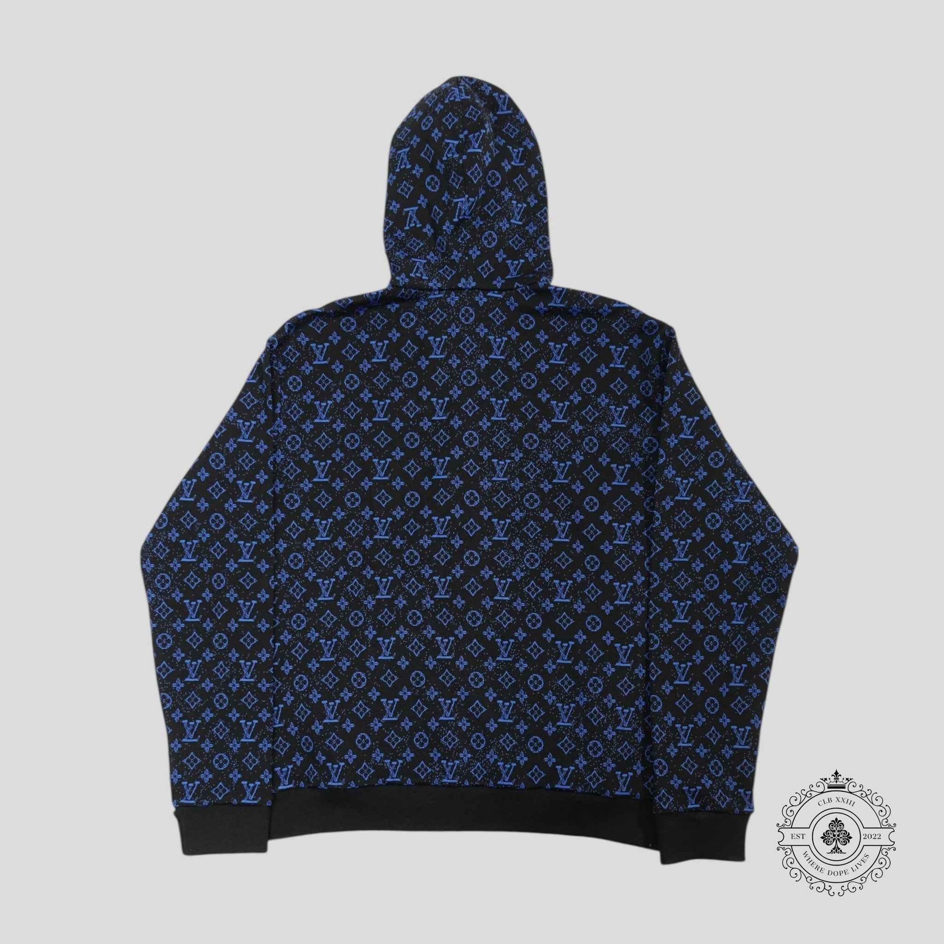 Louis Vuitton Monogram Zip Through Hoodie in Black/Blue
