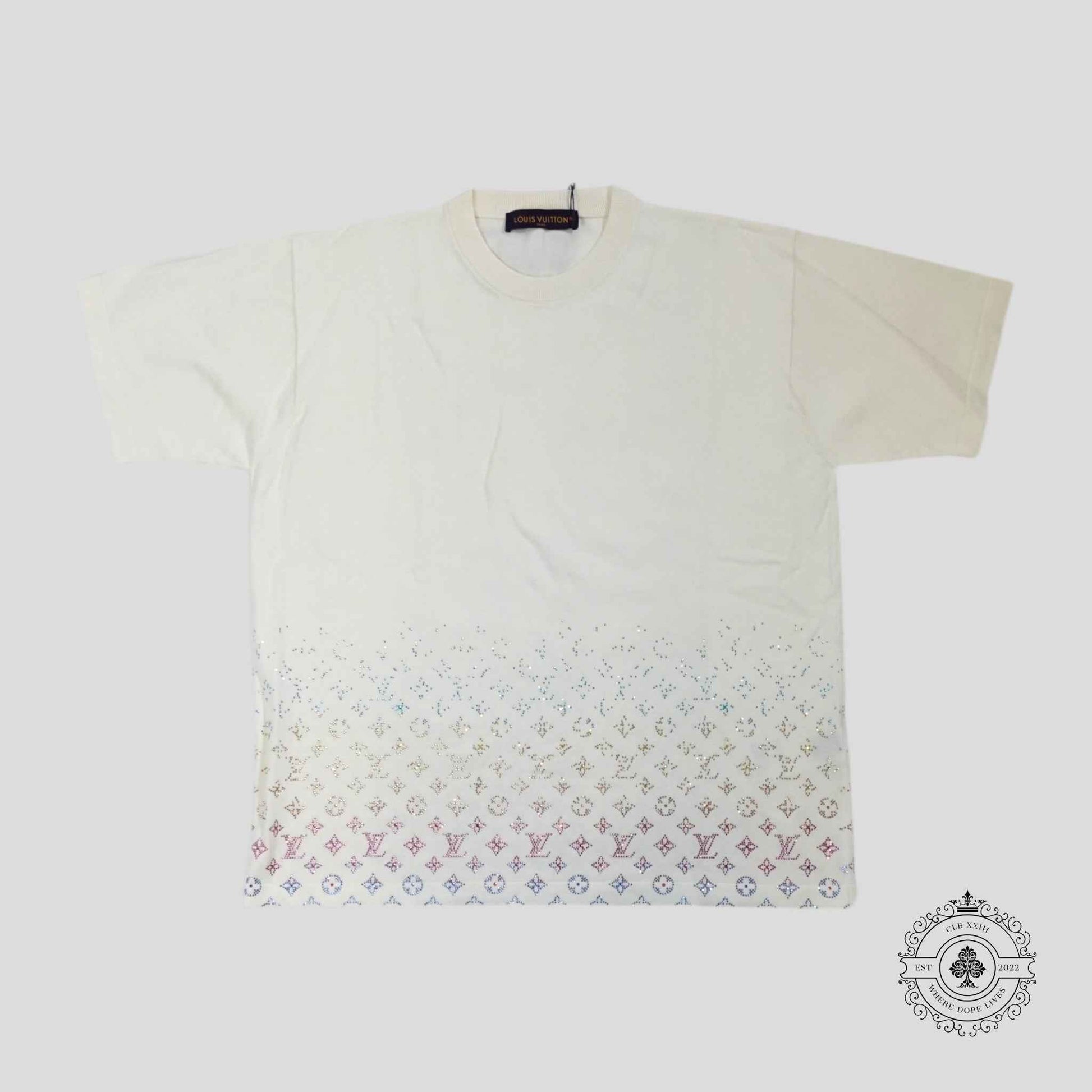 Louis Vuitton Rhinestone Monogram Degrade Tee in White