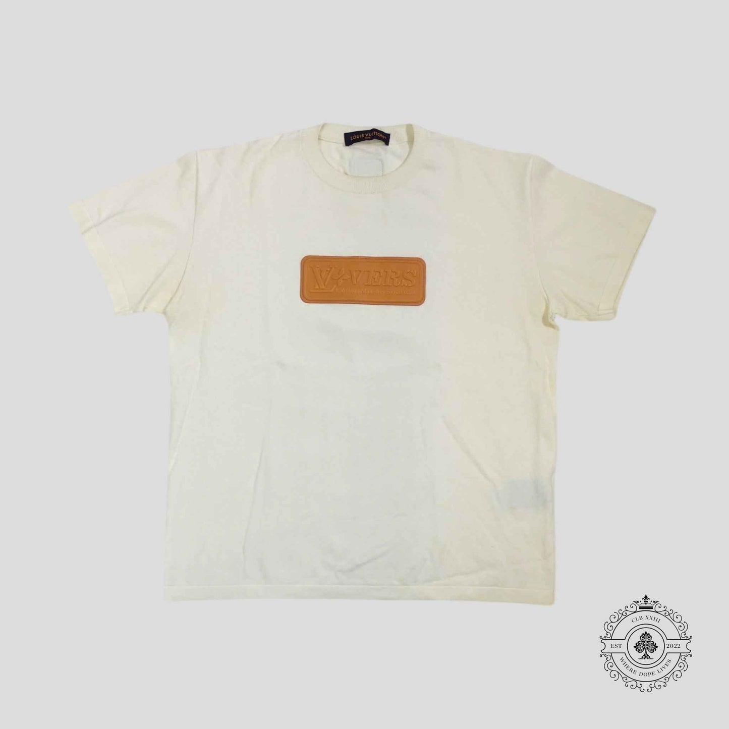Louis Vuitton Lovers Leather Patch Tee in White