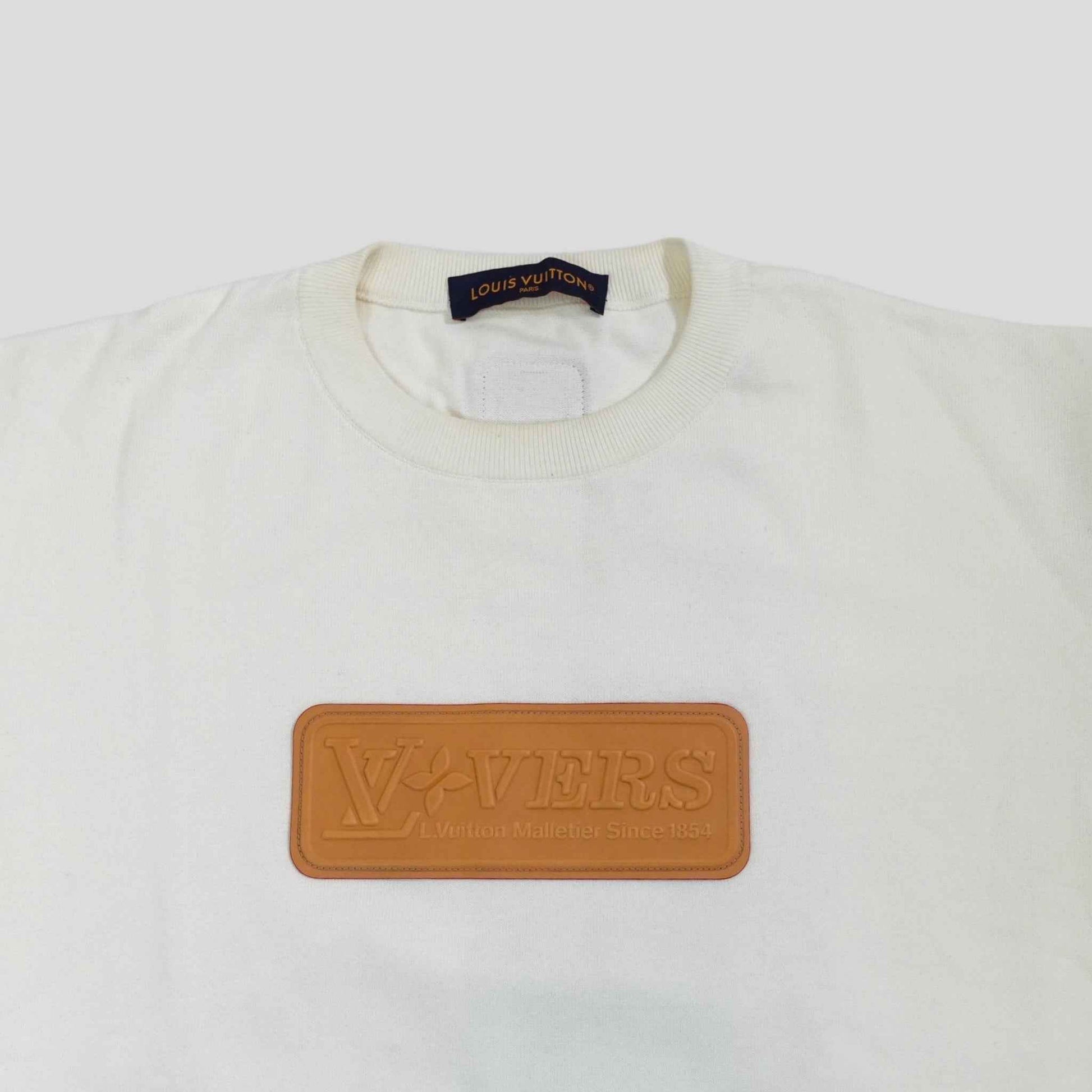 Louis Vuitton Lovers Leather Patch Tee in White