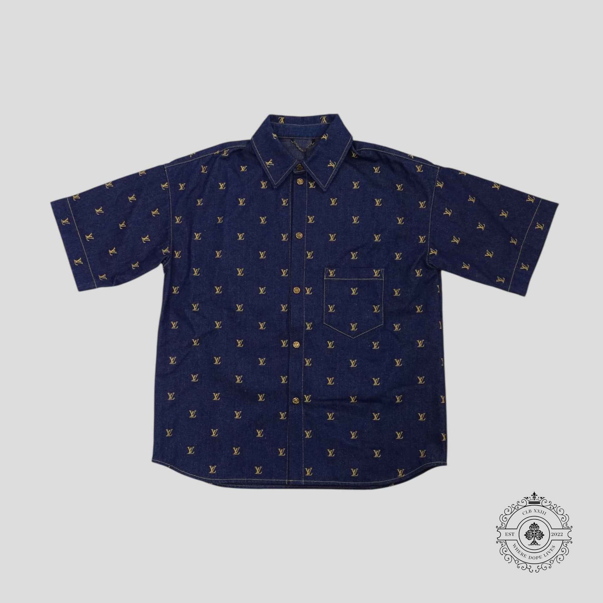 Louis Vuitton LV Embroidered Denim Shirt in Dark Wash