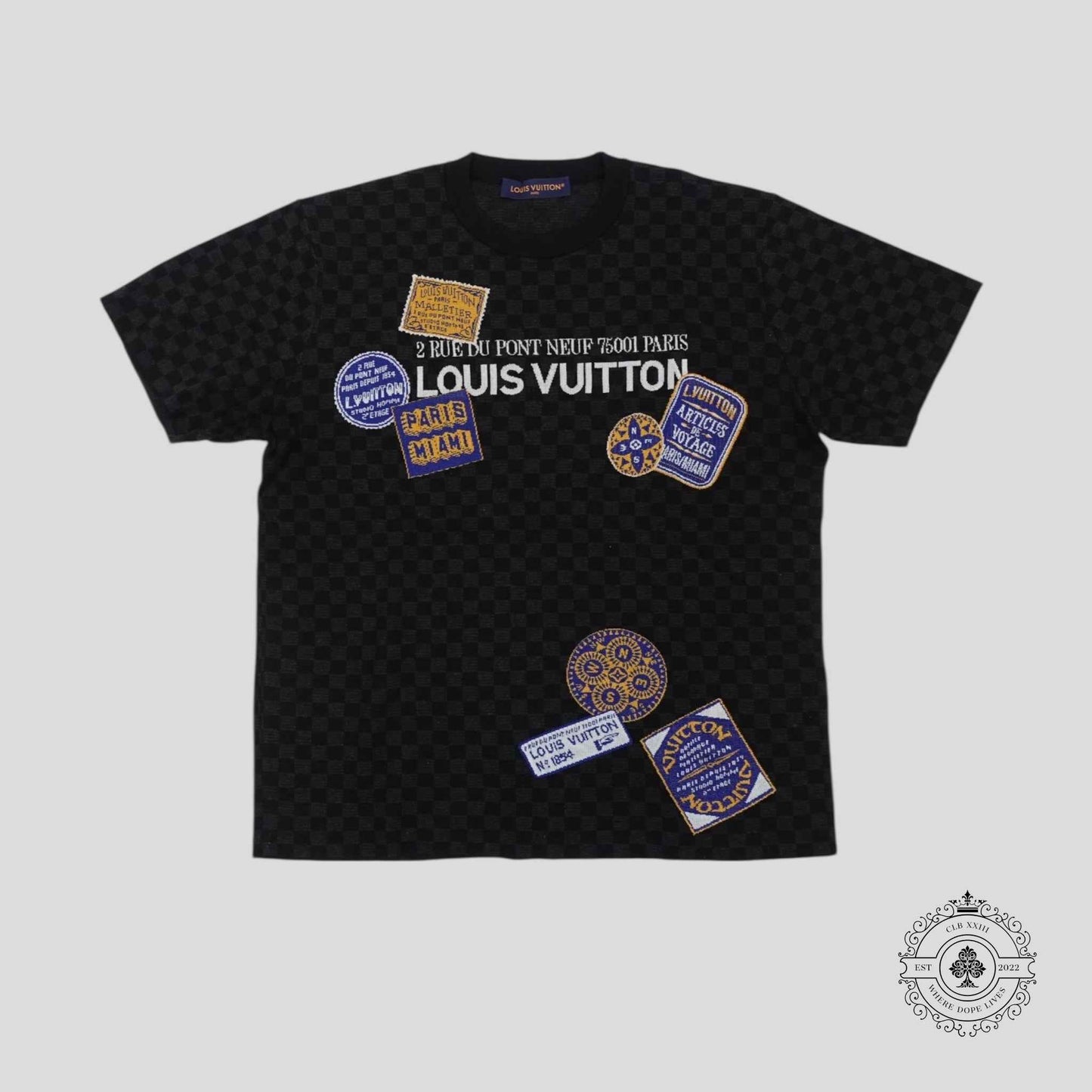 Louis Vuitton Damier Graphic Signature Short Sleeve Crewneck in Black