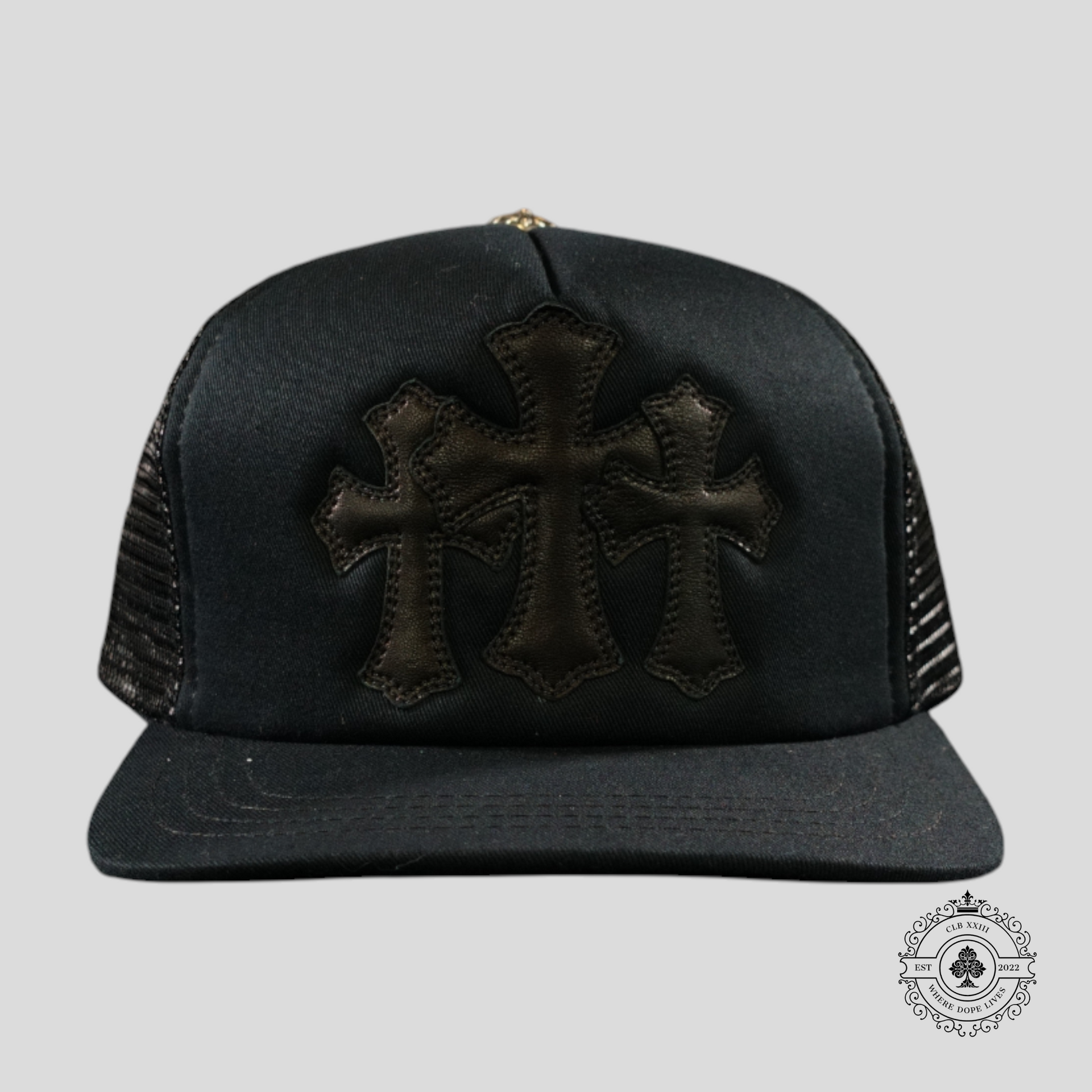 Chrome Hearts Triple Cross Trucker Hat in Black