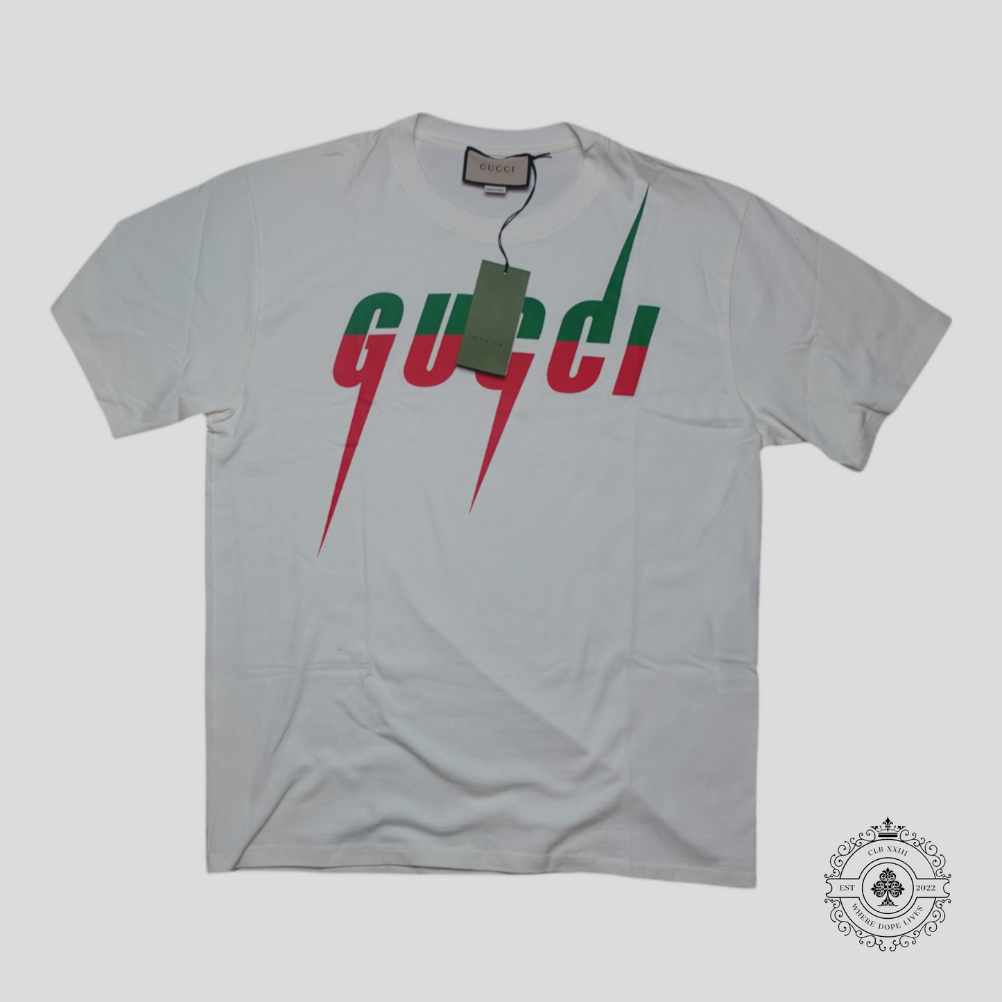 Gucci Blade Print T-Shirt in White/Green/Red
