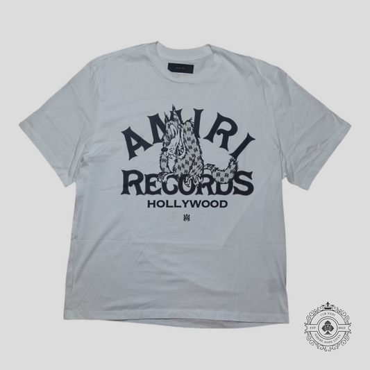 Amiri Records Wolf T-Shirt in White/Black