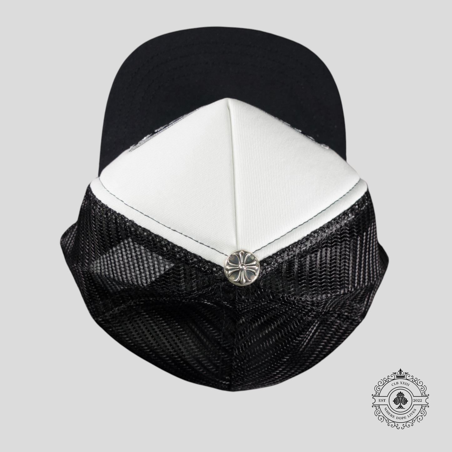Chrome Hearts Hollywood CH Patch Trucker Hat in White