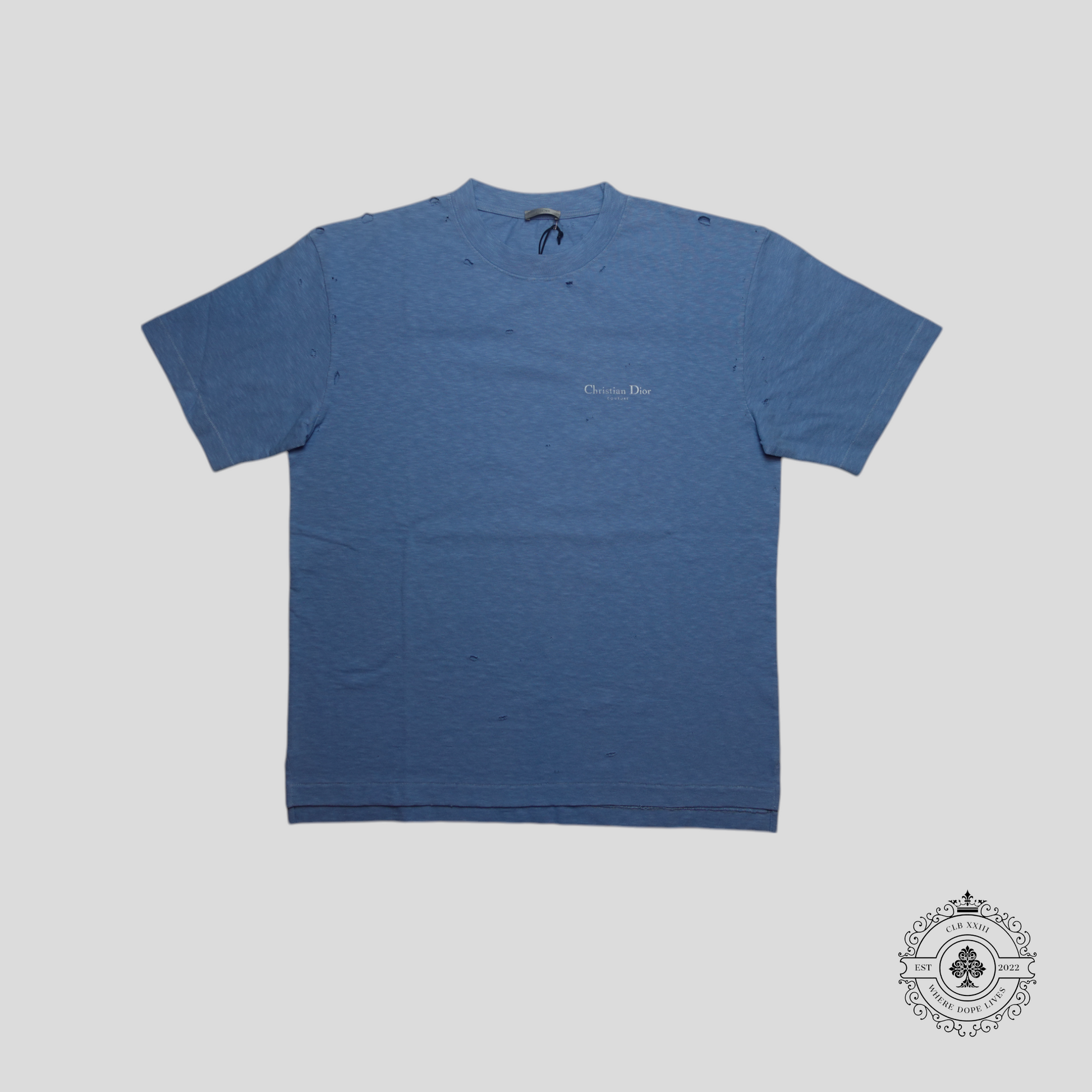Dior Christian Dior Couture Distressed T-Shirt in Blue