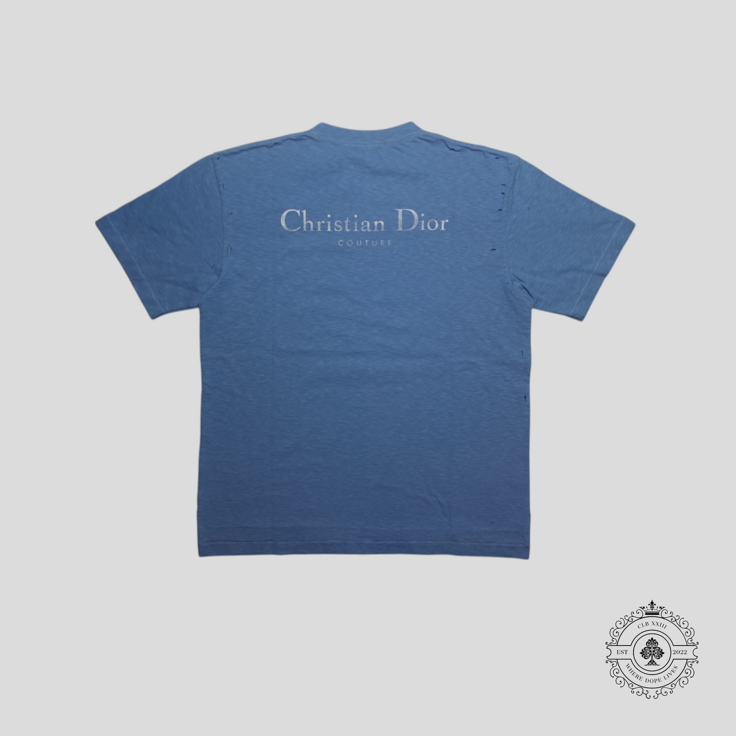 Dior Christian Dior Couture Distressed T-Shirt in Blue