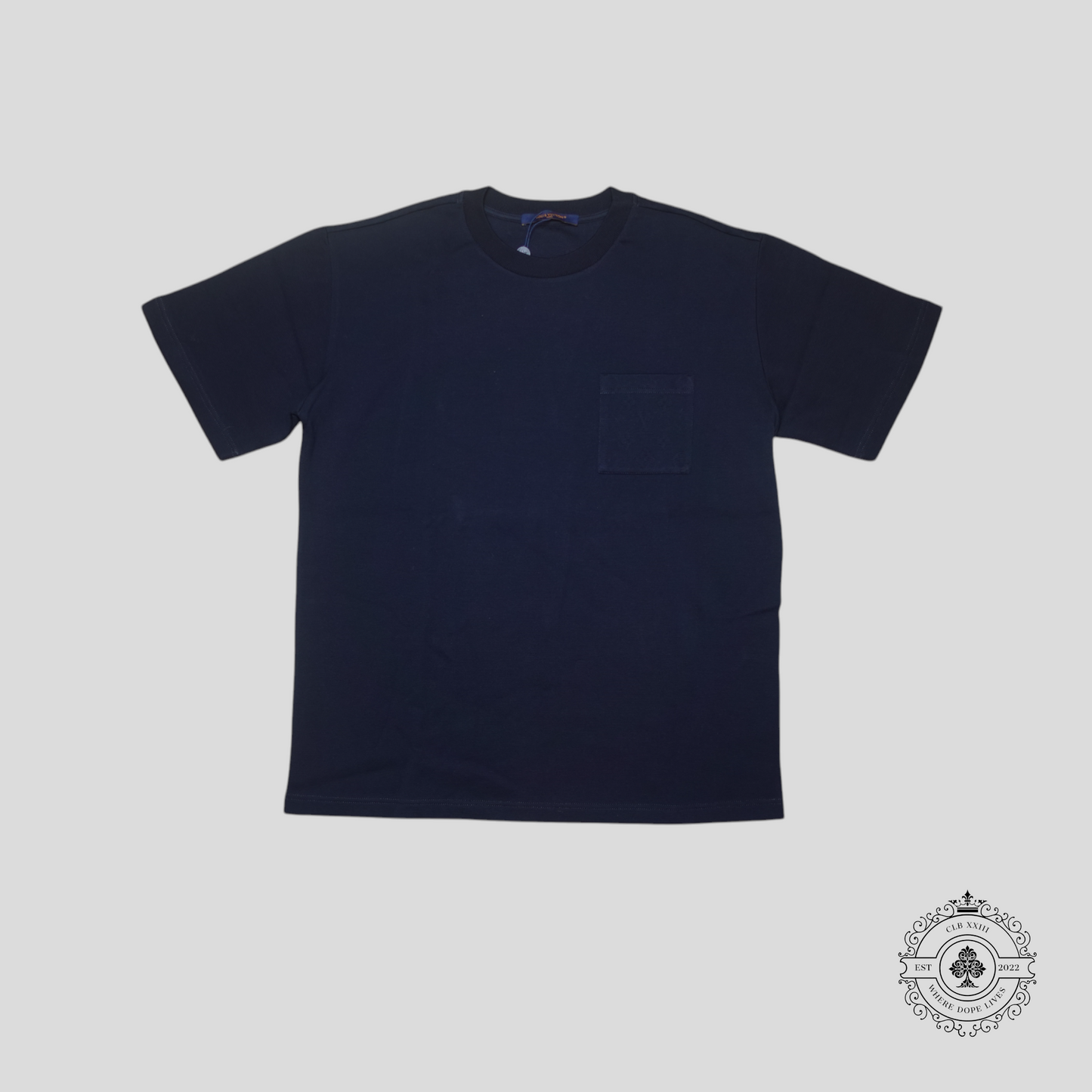 Louis Vuitton Signature Monogram Pocket T-Shirt in Navy Blue