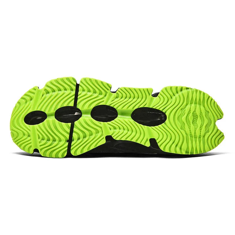Nova Sole T84 Sneakers - LUXURYURBANWEAR outsole in neon green with wave grip pattern, engineered for traction and flexibility.