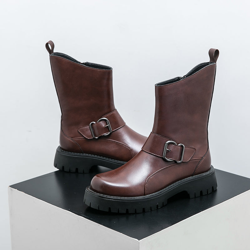 MLB LTHR-11 Rugged Mid-Calf Boots - Luxuryurbanwear